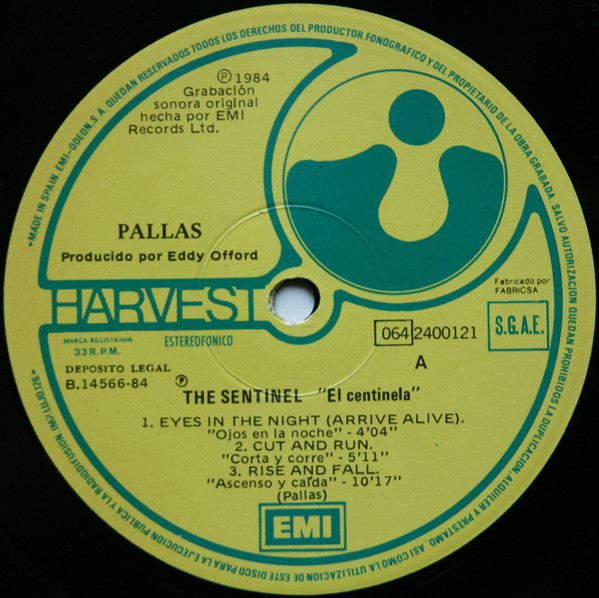 Pallas - The Sentinel | Harvest (064 2400121) - 3