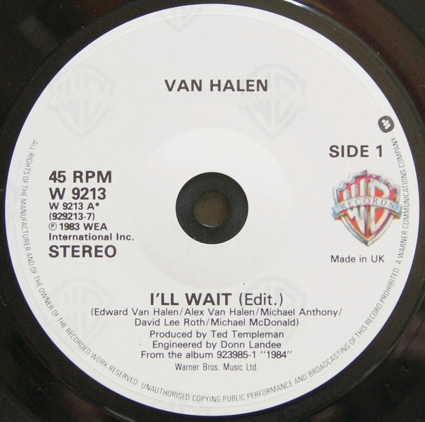 Van Halen - I'll Wait | Warner Bros. Records (W 9213) - 3