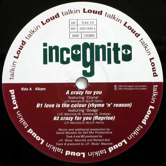 Incognito - Crazy For You | Talkin' Loud (TLKX 14) - 3