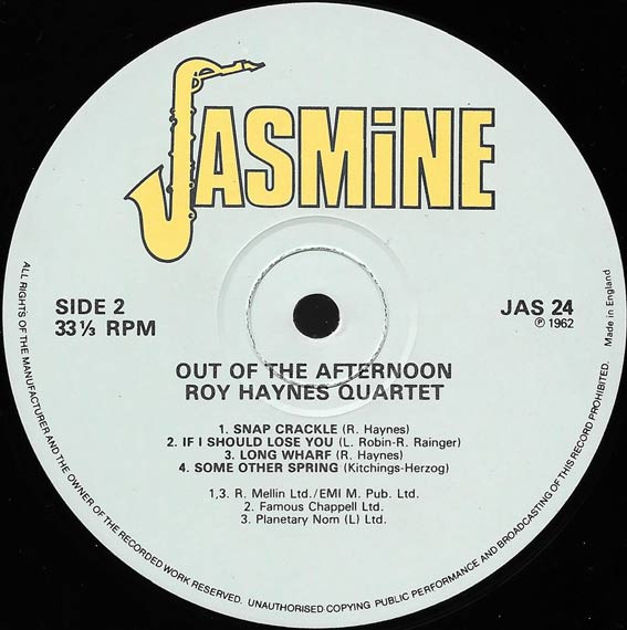 Roy Haynes Quartet - Out Of The Afternoon | Jasmine Records (JAS 24) - 4