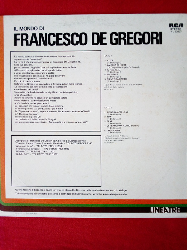 Francesco De Gregori - Il Mondo Di Francesco De Gregori | RCA (NL 33007) - main Francesco De Gregori - Il Mondo Di Francesco De Gregori | RCA (NL 33007) - main