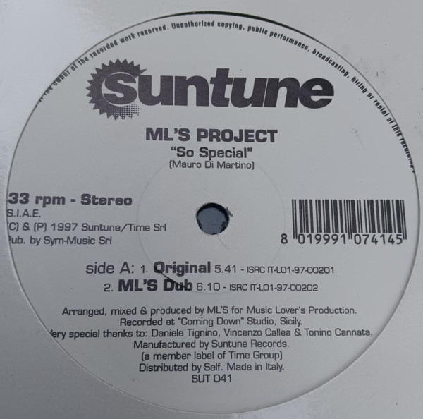 ML'S Project - So Special | Suntune (SUT 041)