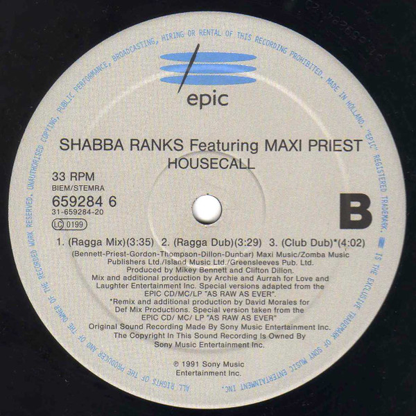 Shabba Ranks Featuring Maxi Priest - Housecall | Epic (659284 6) - 4