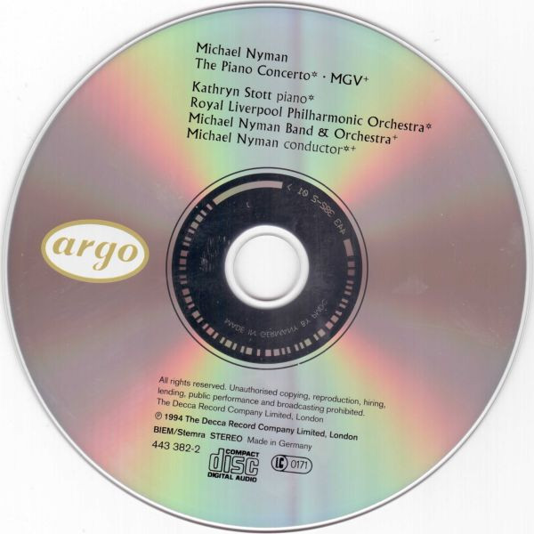 Michael Nyman - The Piano Concerto / MGV | Argo (443 382-2) - 3