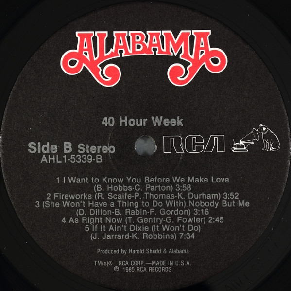 Alabama - 40 Hour Week | RCA (AHL1-5339) - 4 Alabama - 40 Hour Week | RCA (AHL1-5339) - 4