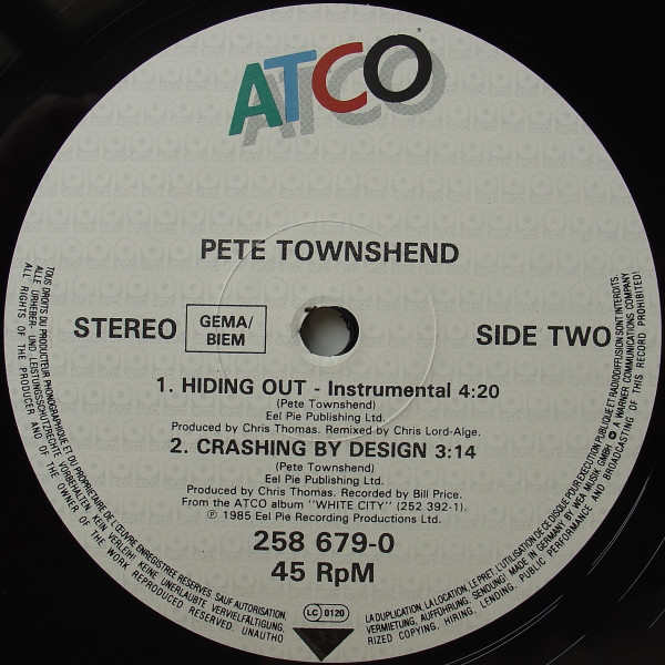 Pete Townshend - Hiding Out | ATCO Records (258 679-0)