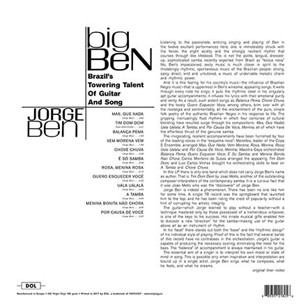 Jorge Ben - Big Ben (Brazil's Towering Talent Of Guitar And Song) | DOL (DOL825HG) - 3