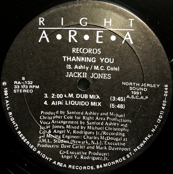 Jackie Jones - Thanking You | Right Area Records (RA-132) - 2