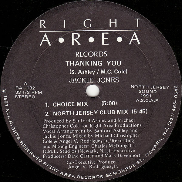 Jackie Jones - Thanking You | Right Area Records (RA-132) - main