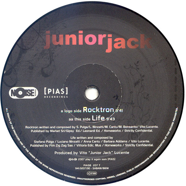 Junior Jack - Rocktron / Life | [PIAS] Recordings (PIASB 207 T) - 2
