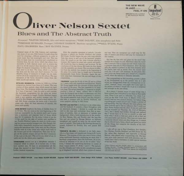 Oliver Nelson - The Blues And The Abstract Truth | Impulse! (AS-5) - 3