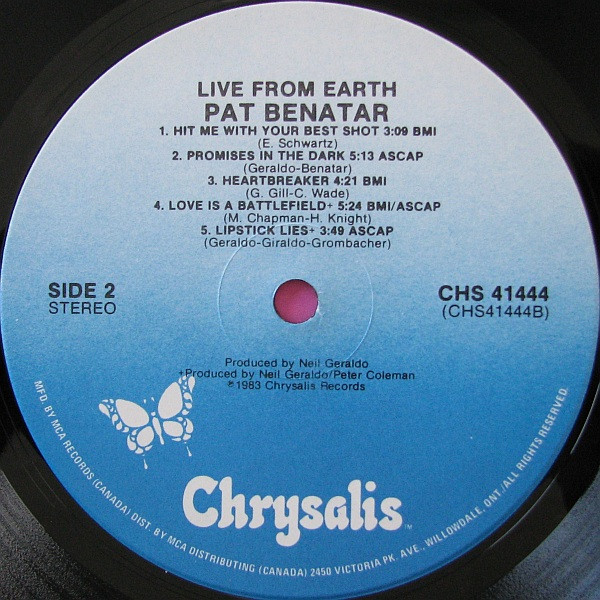 Pat Benatar - Live From Earth | Chrysalis (CHS-41444) - 4