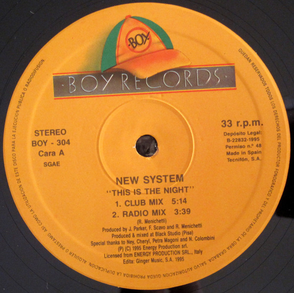New System - This Is The Night | Boy Records (BOY-304) - 3