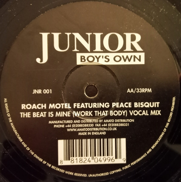 Roach Motel Featuring Peace Bisquit - The Beat Is Mine (Work That Body) | Junior Boy's Own (JNR 001) - 2 Roach Motel Featuring Peace Bisquit - The Beat Is Mine (Work That Body) | Junior Boy's Own (JNR 001) - 2