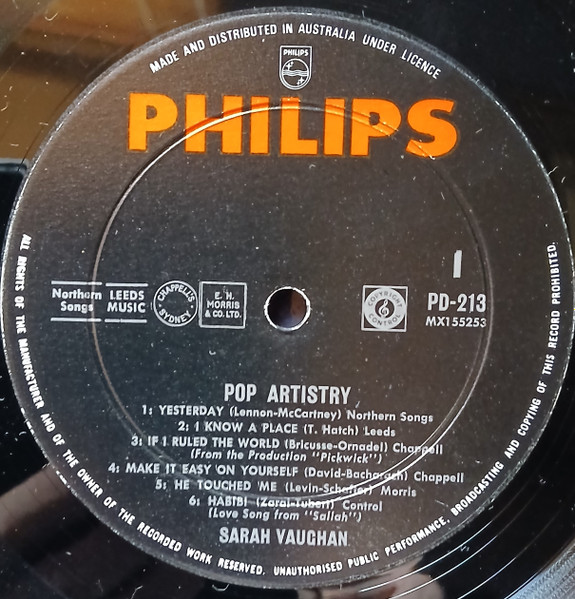Sarah Vaughan - Pop Artistry | Philips (PD 213) - 2