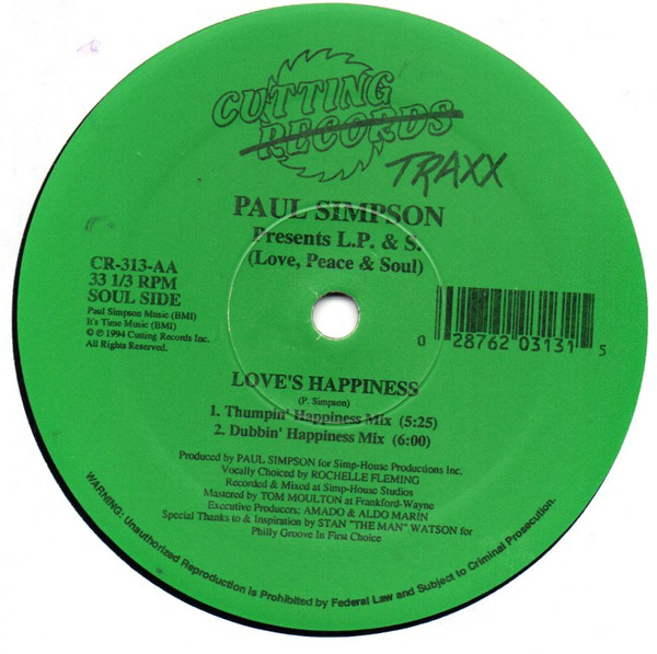 Paul Simpson Presents L.P. & S. (Love, Peace & Soul) - Love's Happiness | Cutting Traxx (CR-313)