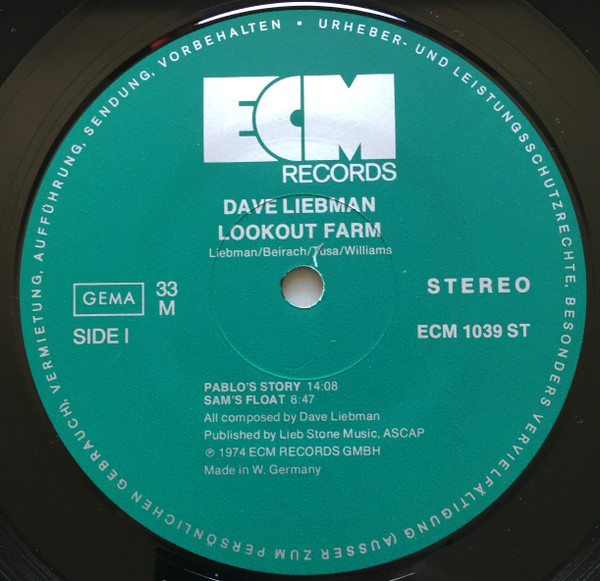 David Liebman - Lookout Farm | ECM Records (ECM 1039 ST) - 4