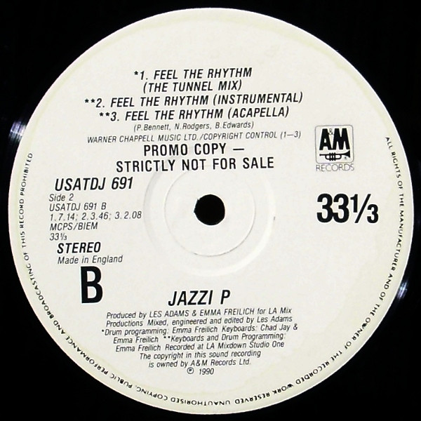 Jazzi P - Feel The Rhythm | A&M Records (USATDJ691) - 4