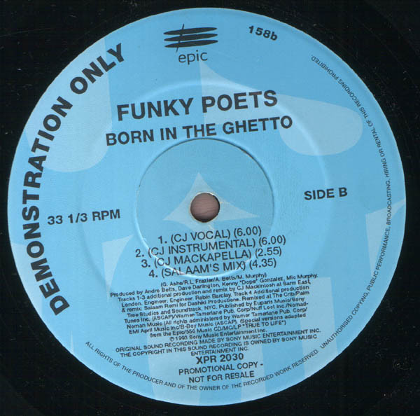 Funky Poets - Born In The Ghetto | Epic (XPR 2030) - 2