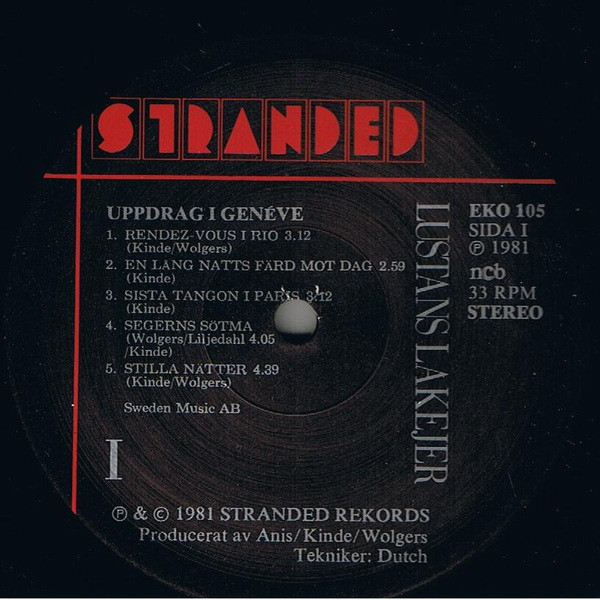 Lustans Lakejer - Uppdrag I Genève | Stranded Rekords (EKO 105) - 3