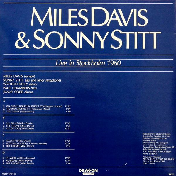 Miles Davis & Sonny Stitt - Live In Stockholm 1960 | Dragon (DRLP 129/130) - 2