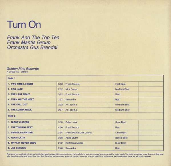 Frank And The Top Ten , Frank Mantis Group , Orchester Gus Brendel - Turn On | Golden Ring Records (A 30 020 RM) - 2