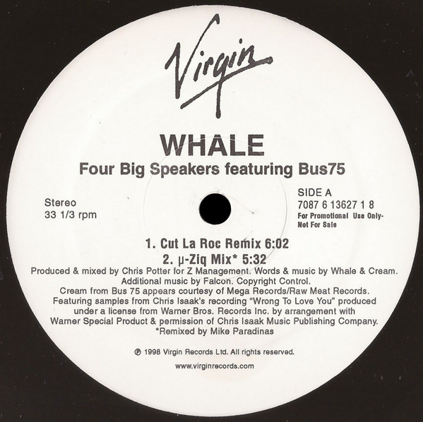 Whale Featuring Bus75 - Four Big Speakers / Crying At Airports | Virgin (7087 6 13627 1 8) Whale Featuring Bus75 - Four Big Speakers / Crying At Airports | Virgin (7087 6 13627 1 8)