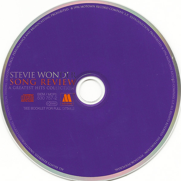 Stevie Wonder - Song Review - A Greatest Hits Collection | Motown (530 757-2) - 3