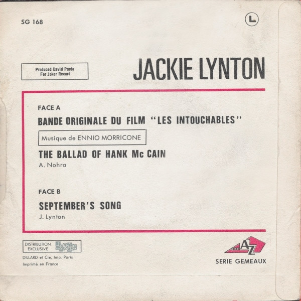 Ennio Morricone , Jackie Lynton - Bande Originale Du Film Les Intouchables | Disc'Az (AZ 10 544) - 2