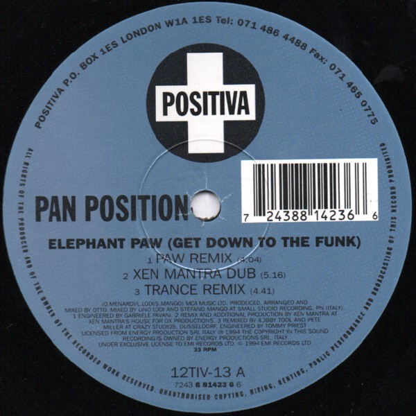 Pan Position - Elephant Paw (Get Down To The Funk) | Positiva (12TIV-13) - 3 Pan Position - Elephant Paw (Get Down To The Funk) | Positiva (12TIV-13) - 3