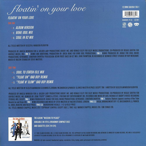 The Isley Brothers Featuring Ronald Isley And Angela Winbush - Floatin' On Your Love | 4th & Broadway (12 BRW 338) - 2