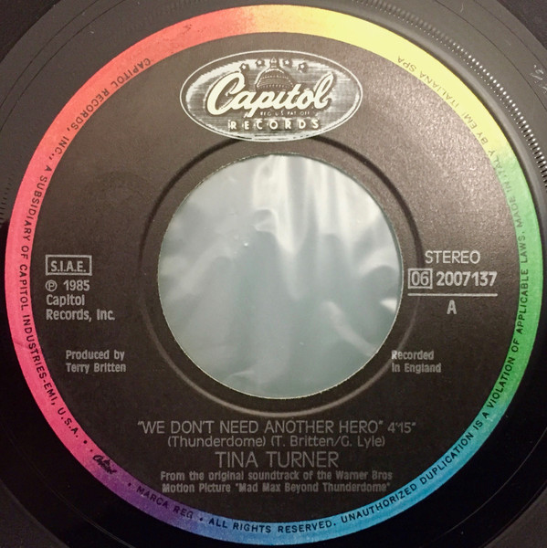 Tina Turner - We Don't Need Another Hero (Thunderdome) | Capitol Records (06 2007137) - 3 Tina Turner - We Don't Need Another Hero (Thunderdome) | Capitol Records (06 2007137) - 3