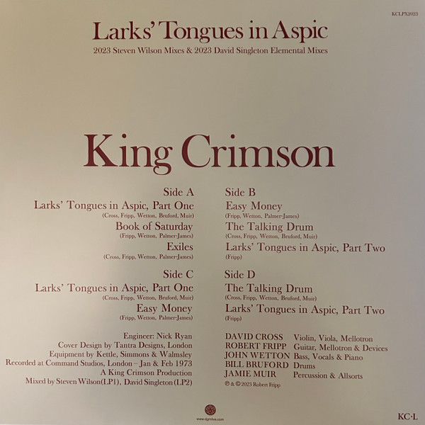 King Crimson - Larks' Tongues In Aspic 2023 Mixes | Discipline Global Mobile (KCLPX2023) - 2