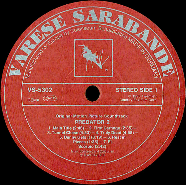 Alan Silvestri - Predator 2 (Original Motion Picture Soundtrack) | Varèse Sarabande (VS-5302) - 3 Alan Silvestri - Predator 2 (Original Motion Picture Soundtrack) | Varèse Sarabande (VS-5302) - 3