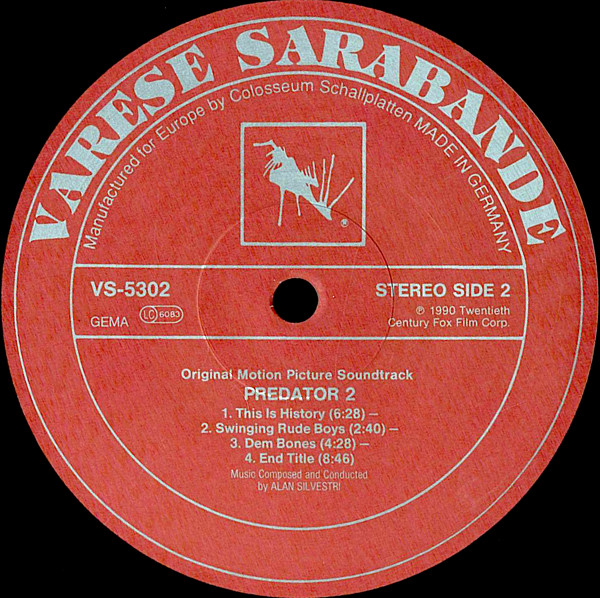 Alan Silvestri - Predator 2 (Original Motion Picture Soundtrack) | Varèse Sarabande (VS-5302) - 4 Alan Silvestri - Predator 2 (Original Motion Picture Soundtrack) | Varèse Sarabande (VS-5302) - 4