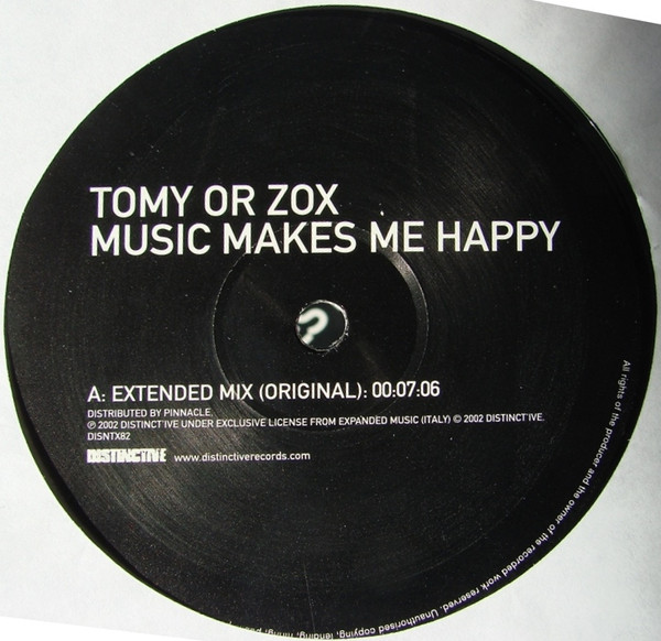 Tomy Or Zox - Music Makes Me Happy | Distinct'ive Records (DISNTX82) - 3