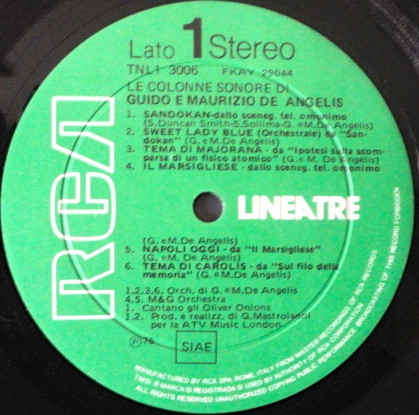 Guido And Maurizio De Angelis - Le Colonne Sonore Di Guido E Maurizio De Angelis | RCA (TNL1-3006) - 3