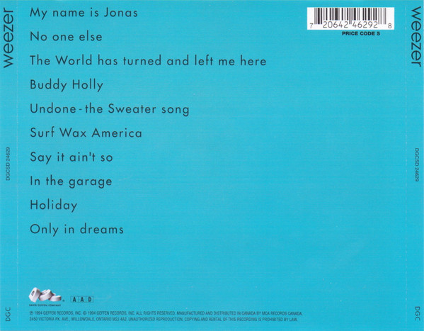 Weezer - Weezer (CD) | DGC (DGCSD-24629) - 2 Weezer - Weezer (CD) | DGC (DGCSD-24629) - 2