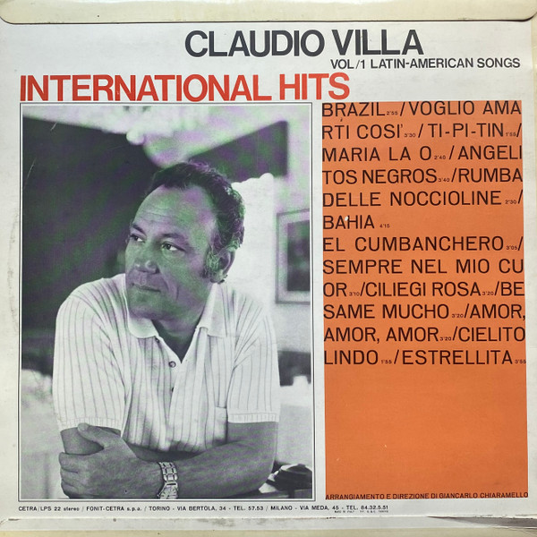 Claudio Villa - International Hits Vol/1 Latin-American Songs | Cetra (LPS 22) - 2
