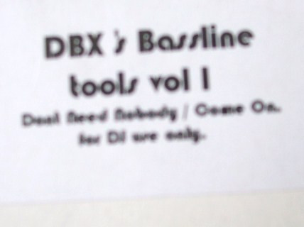 D.B.X. - DBX's Bassline Tools Vol 1 | Not On Label (BASST1)