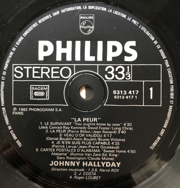 Johnny Hallyday - La Peur | Philips (6313 417)