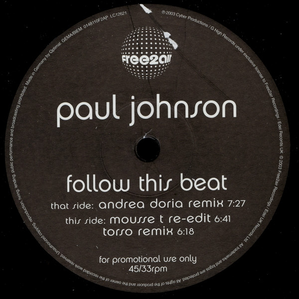 Paul Johnson - Follow This Beat | Free2Air Recordings (0148110F2AP) - 4