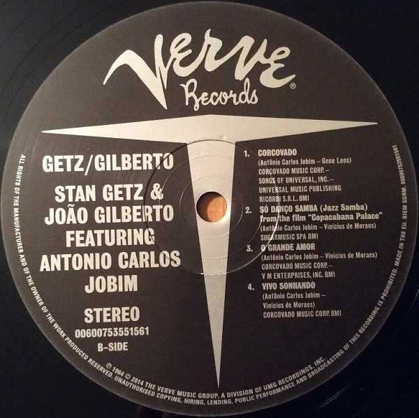 Stan Getz , João Gilberto Featuring Antonio Carlos Jobim - Getz / Gilberto | Verve Records (0600753551561) - 4