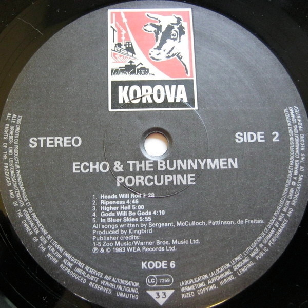 Echo & The Bunnymen - Porcupine | Korova (KODE 6) - 4
