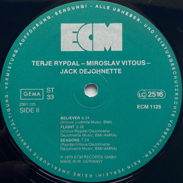 Terje Rypdal / Miroslav Vitous / Jack DeJohnette - Terje Rypdal / Miroslav Vitous / Jack DeJohnette | ECM Records (ECM 1125) - 3