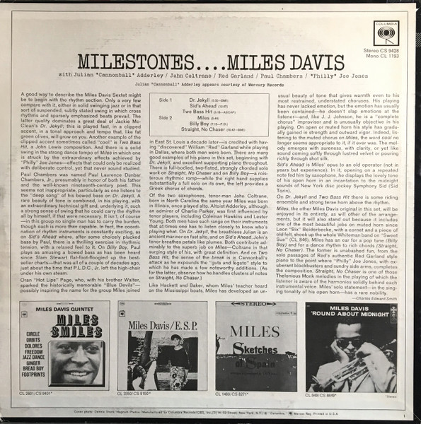 Miles Davis - Milestones | Columbia (PC 9428) - 2