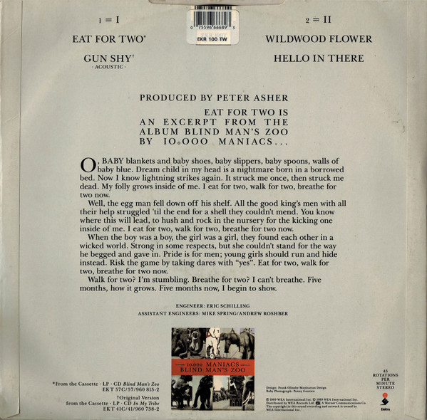 10,000 Maniacs - Eat For Two | Elektra (EKR 100 TW) - 2