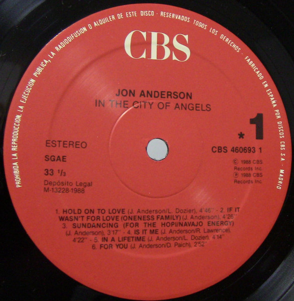 Jon Anderson - In The City Of Angels | CBS (CBS 460693 1) - 3