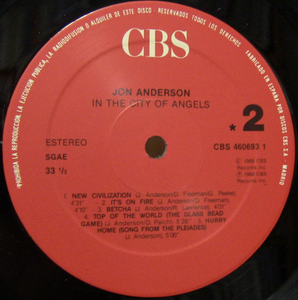 Jon Anderson - In The City Of Angels | CBS (CBS 460693 1) - 4
