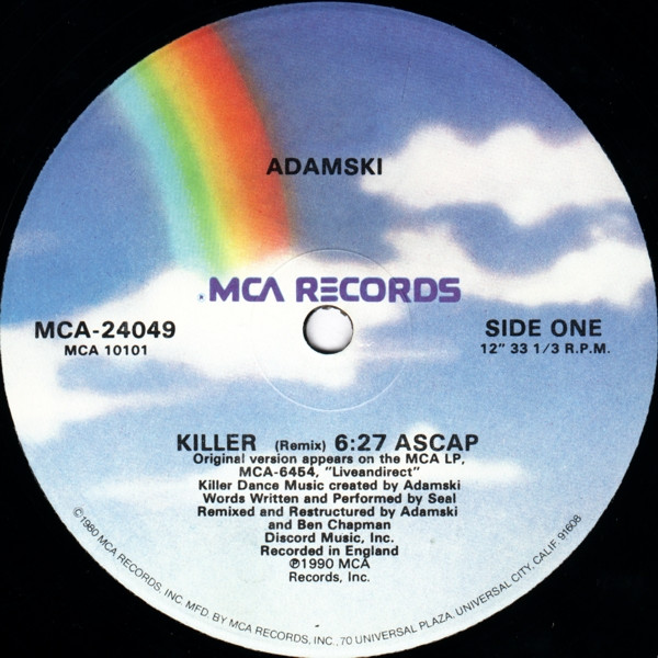 Adamski - Killer | MCA Records (MCA-24049) - 3